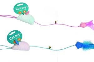 Eurosiam Chat Souris avec grelot, herbe à chat et plumes
