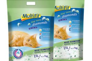 MultiFit Litière de silice Diamonds Aloe Vera 2x15 l MultiFit Litière de silice Diamonds Aloe Vera 2x15 l